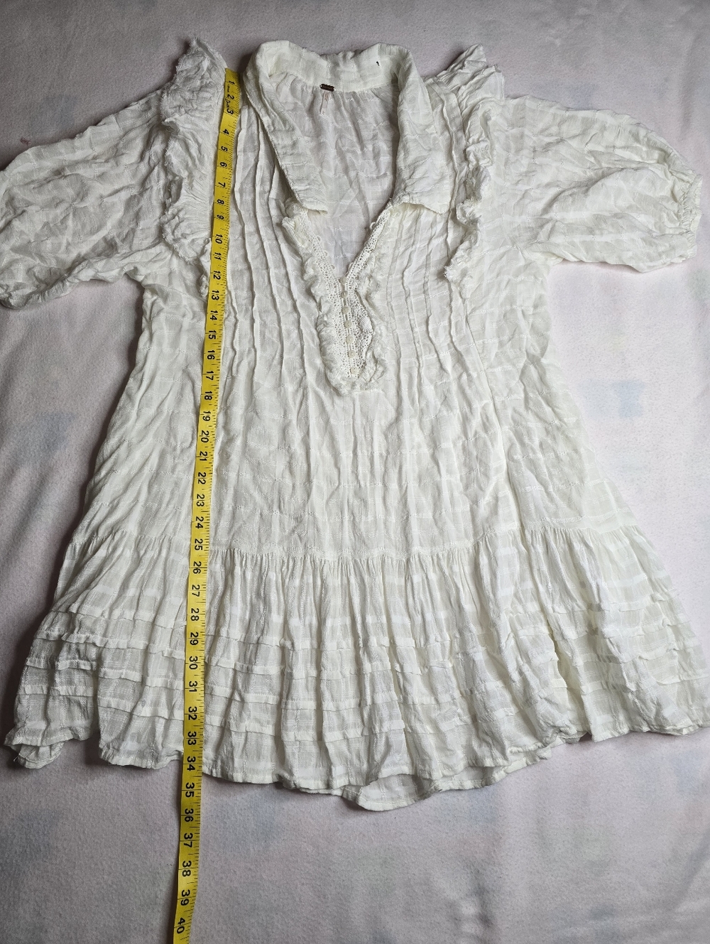 Free People White Textured Mini Dress - Picture 8 of 12